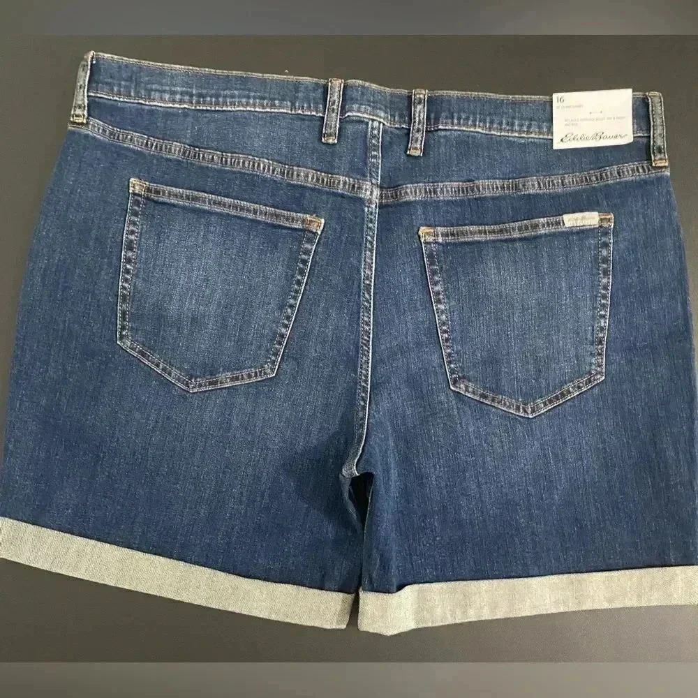New Eddie Bauer Boyfriend Jean Shorts Plus Size Stretch - Picture 3 of 11